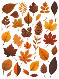 Windblown leaves sticker- Autumnal and swirling, , sticker vector art, minimalist design