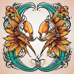cancer and virgo tattoo  simple vector color tattoo