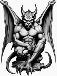 gargoyle tattoo drawings  simple color tattoo design,white background