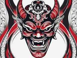 Traditional Japanese Tattoo Hannya Mask - A traditional tattoo featuring the iconic Hannya mask in Japanese style.  simple color tattoo,white background,minimal