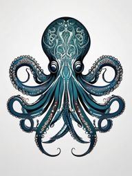 Octopus tattoo: Intricately designed tentacles, showcasing the intelligence and adaptability of the octopus.  color tattoo style, minimalist, white background