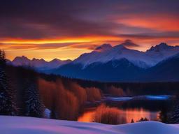 Sunset Wallpaper - Fading light on snow-capped mountains.  sunset background