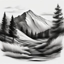 pencil sketch drawing of nature  minimal rough sketch scribbles,doodles,black and white