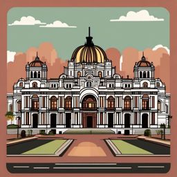 Mexico City clipart - Palacio de Bellas Artes and Zócalo, ,color clipart vector style