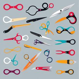 Scissors clipart - modern ergonomic scissors design  color,minimalist,vector clipart