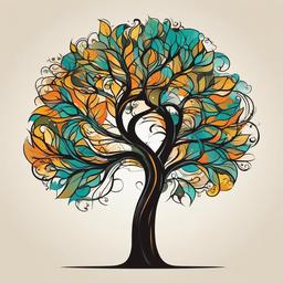 side tree tattoo  simple vector color tattoo