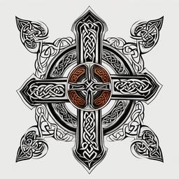 celtic tribal cross tattoo  simple color tattoo,minimal,white background