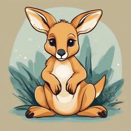 A cute baby kangaroo with her paws in her pouch  , vector illustration, clipart