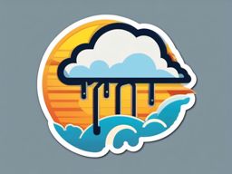 Cloud with lightning and rain sticker- Stormy and refreshing, , sticker vector art, minimalist design