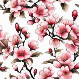 Japanese Cherry Blossom Tattoo Ideas - Ideas for Japanese cherry blossom tattoos.  simple color tattoo,white background,minimal