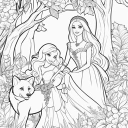 barbie coloring pages - barbie explores a magical forest filled with talking animals. 