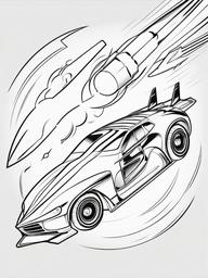 Car with a Rocket Coloring Pages - Imaginative Design of a Car and Rocket  minimal black outline printable sheet, coloring page