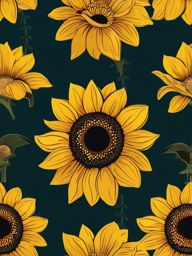 Sunflower Clip Art - A bright sunflower with a bold golden center,  color vector clipart, minimal style