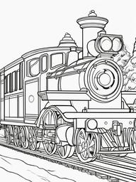 Santa with a Toy Train Coloring Pages - Santa Holding a Classic Toy Train  minimal black outline printable sheet, coloring page