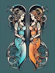 aquarius and gemini tattoo  simple vector color tattoo