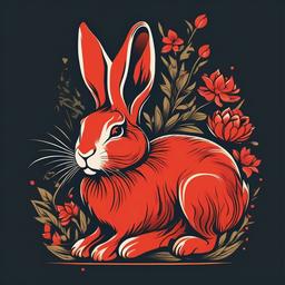 year of rabbit tattoo  minimalist color tattoo, vector