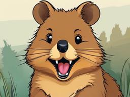 Quokka Cartoon - Cartoon of quokka with a big smile  