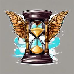 Hourglass with wings  colors,professional t shirt vector design, white background