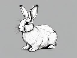 drawing of a bunny with long ears  minimal rough sketch scribbles,doodles,black and white