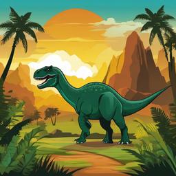 Dino clipart - dinosaur in a prehistoric landscape  