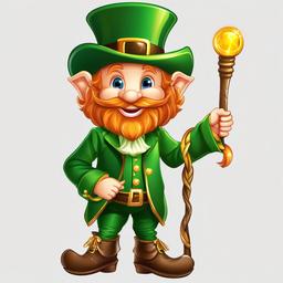 Leprechaun clipart - leprechaun with a magical staff  