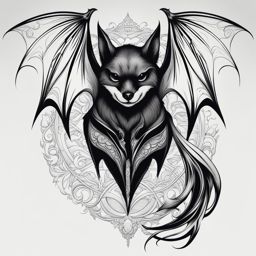 bat tattoo black and white design 