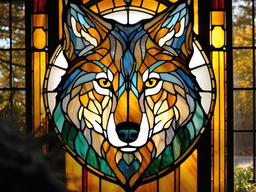 Stained Glass Wolf Head - Showcase the fierce and majestic nature of wolves with stained glass art, featuring their distinctive and powerful profiles.  