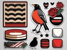 American Robin Sticker - An American robin with a red breast, ,vector color sticker art,minimal