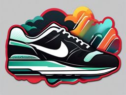 Jogging Sneaker Sticker - Cardio fitness, ,vector color sticker art,minimal