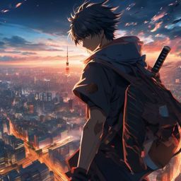 Anime Wallpaper 4K - Epic Anime Showdown in Tokyo Skyline  wallpaper style, intricate details, patterns, splash art, light colors