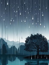 rain clipart - raindrops descending on a somber day, a reflection of nature's tears and beauty 