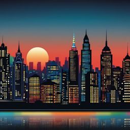 City Skyline sticker- Urban Lights Brilliance, , color sticker vector art