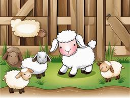 Lamb clipart - lamb playing with other farm animals  