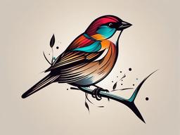 sparrow tattoo art  minimalist color tattoo, vector