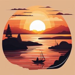 Sunset Adventure clipart - Adventurous journey at sunset, ,vector color clipart,minimal