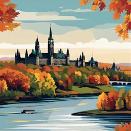 Ottawa clipart - Parliament Hill and Ottawa River,  color vector clipart