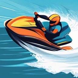 Jet Ski Clipart - A jet ski speeding across the water.  transport, color vector clipart, minimal style