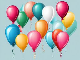 Birthday Balloons clipart - Bunch of festive birthday balloons, ,vector color clipart,minimal