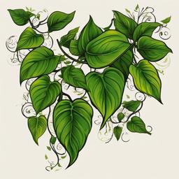 pothos vine tattoo  simple vector color tattoo