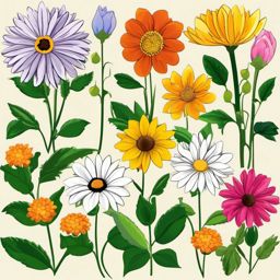 Clip Arts Flowers,Creating a garden-themed presentation  simple, 2d flat