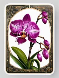 Orchid Sticker - Delight in the exotic and graceful allure of an intricate orchid sticker, , sticker vector art, minimalist design