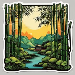 Bamboo Forest sticker- Zen Haven of Tranquility, , color sticker vector art