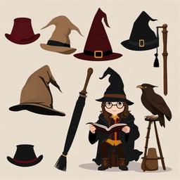 Harry Potter clipart - sorting hat on a stool  color,minimalist,vector clipart