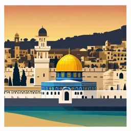 Jerusalem clipart - Western Wall and Dome of the Rock in Israel, ,color clipart vector style