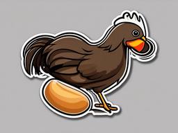 Marans Chicken cartoon - chicken breed known for dark brown eggs  cartoon sticker style