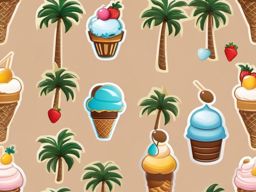 Palm Tree and Ice Cream Emoji Sticker - Tropical ice cream delight, , sticker vector art, minimalist design