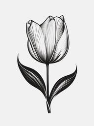 Tulip Tattoo - Symbol of love, beauty, and grace  minimal tattoo design,white background