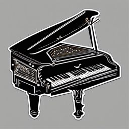 Clavichord Sticker - Playing delicate and expressive music on the clavichord, , sticker vector art, minimalist design