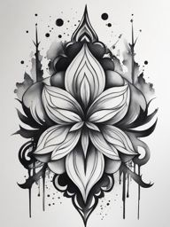 watercolor tattoo black and white design 