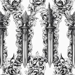 sword tattoo black and white design 